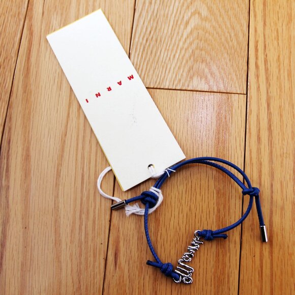 BNWT AW22 MARNI LOGO PLAQUE ROPE BRACELET BLUE - Picture 3 of 5